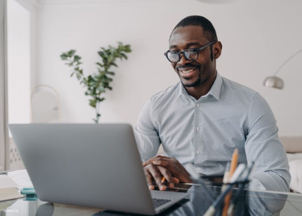Man working on a laptop